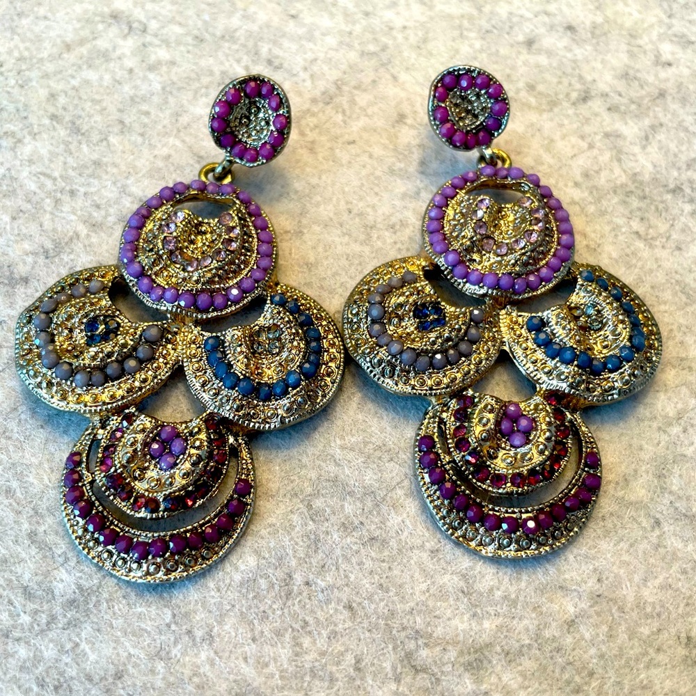 Detailed beautiful colored stone earrings